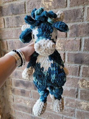 Crochet lovey snuggler - blue and white - image2
